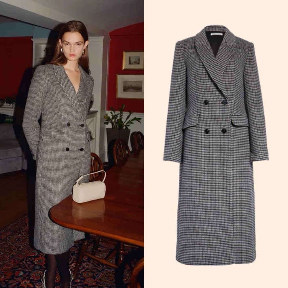 Reformation | NWOT York Coat in Black White Check Medium